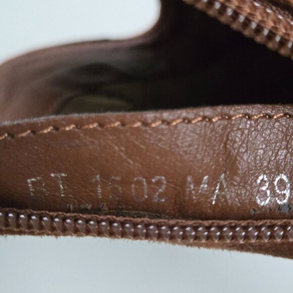 Vanessa Wu Anthropologie Colorblock Western Ankle Boots Navy Tan Size 39/9 - Picture 11 of 11